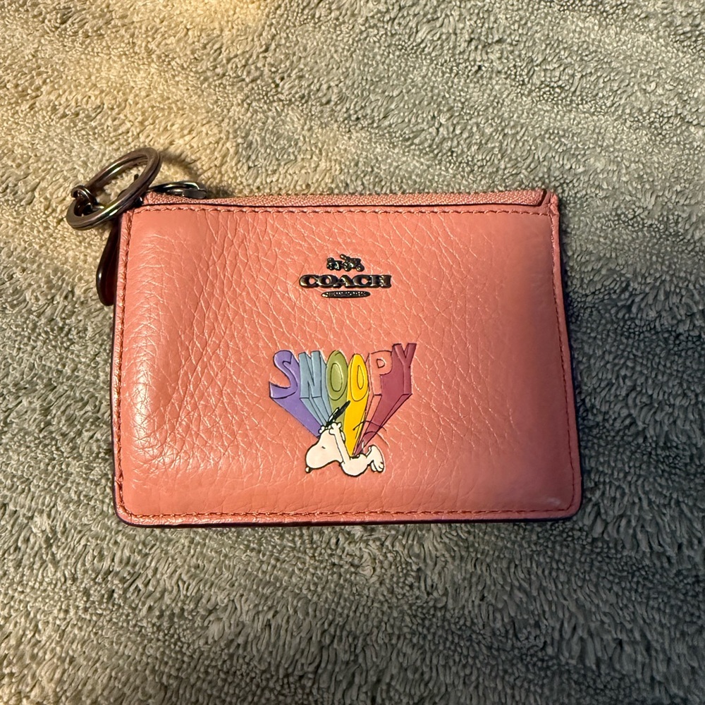 Coach Pink Leather Snoopy Pouch